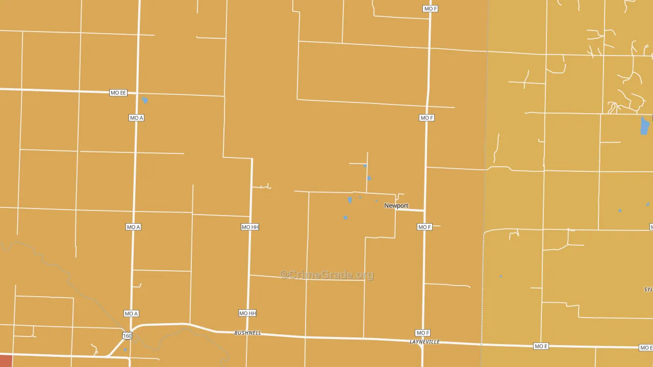 Newport, MO Map of Robbery Rates