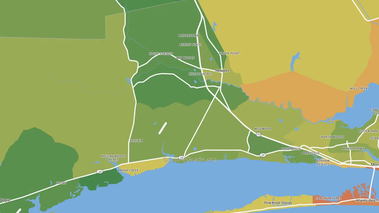 Newport, NC Map of Robbery Rates
