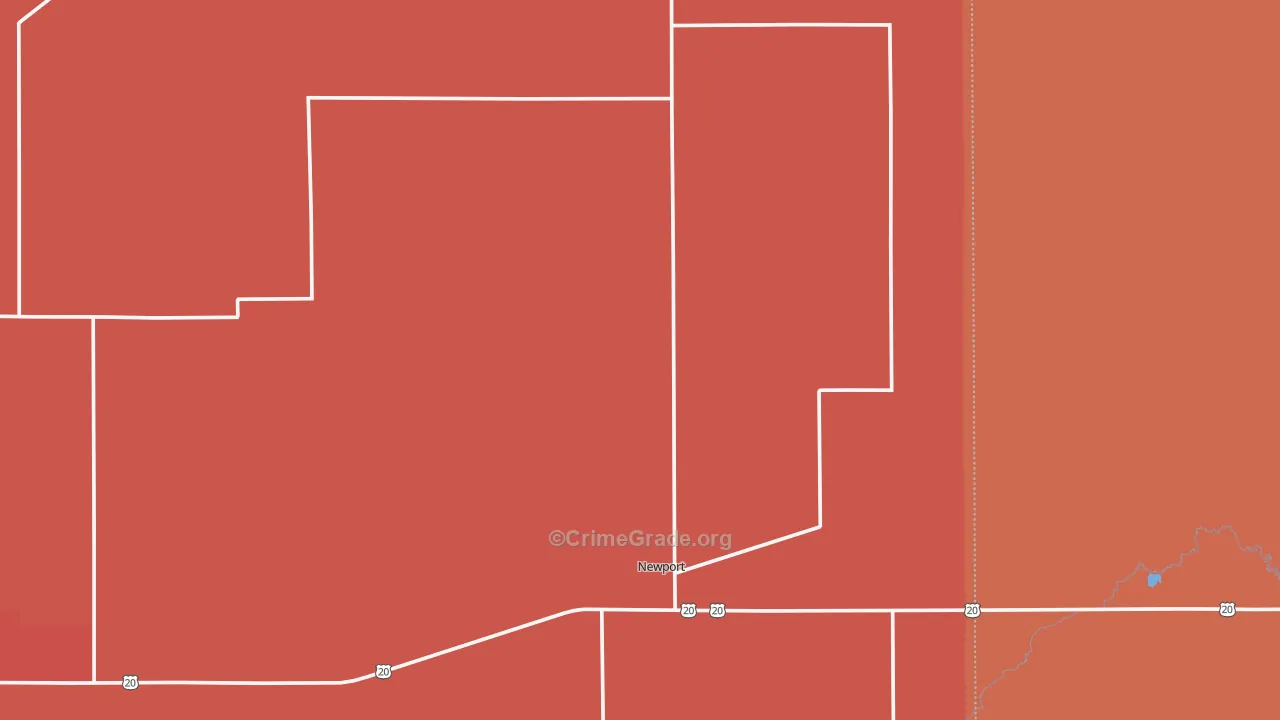 Newport, NE Map of Robbery Rates