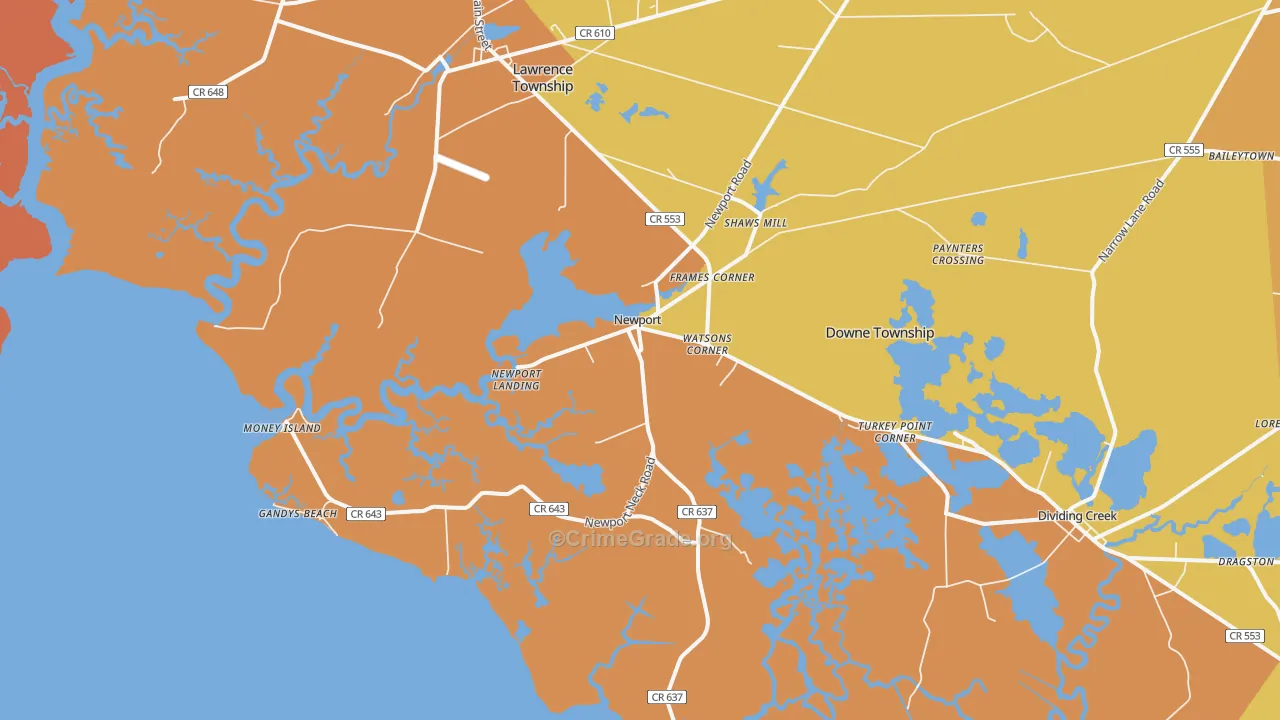Newport, NJ Map of Robbery Rates