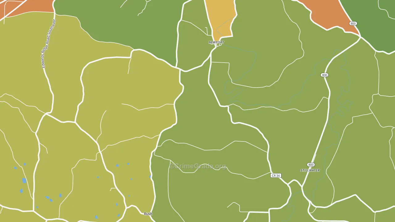 Newport, OH Map of Robbery Rates