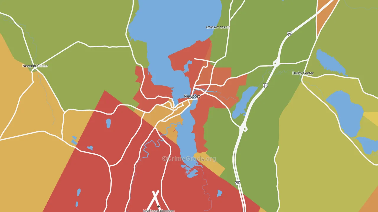 Newport, VT Map of Robbery Rates