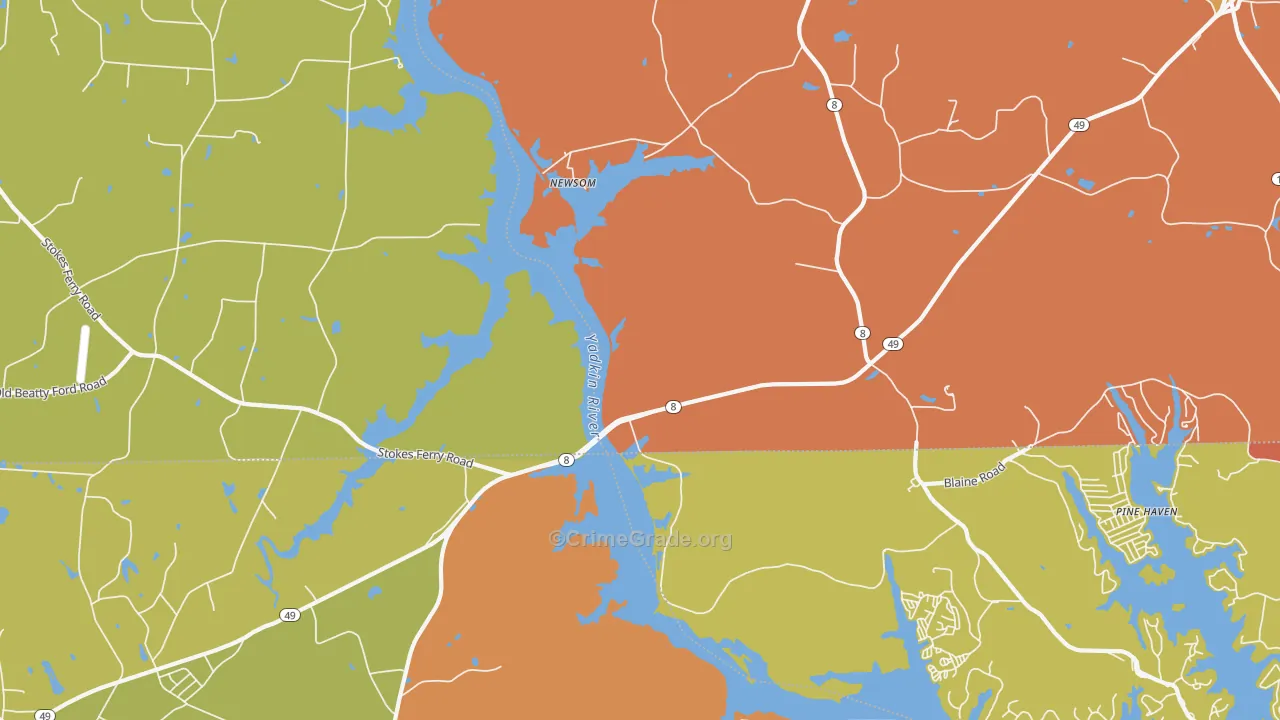 Newsom, NC Map of Robbery Rates