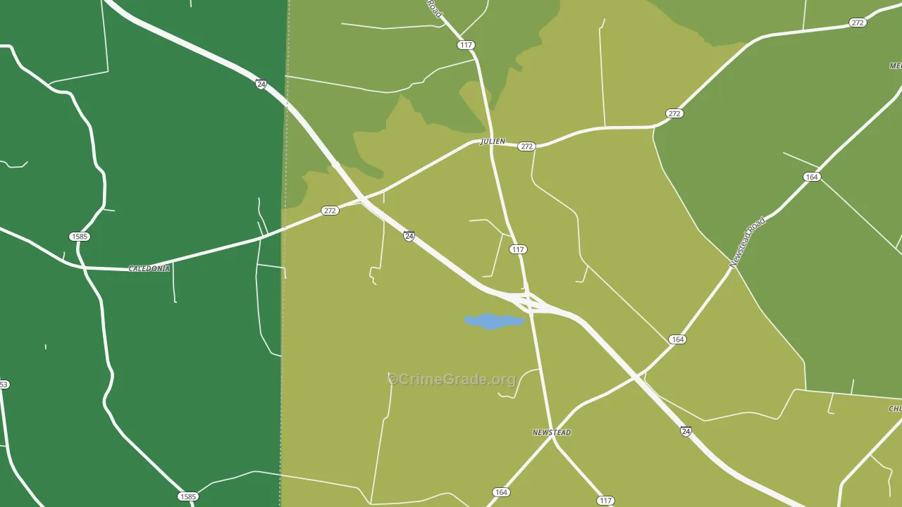 Newstead, KY Map of Robbery Rates