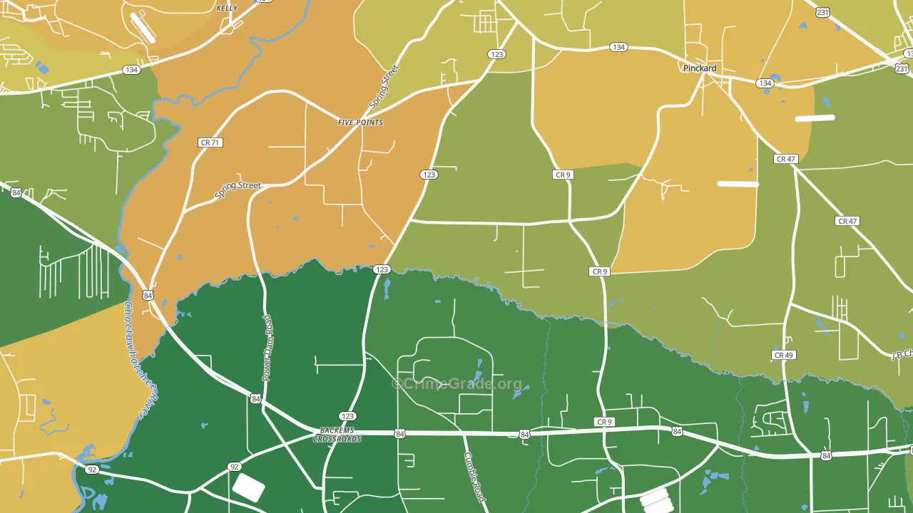 Newton, AL Map of Robbery Rates