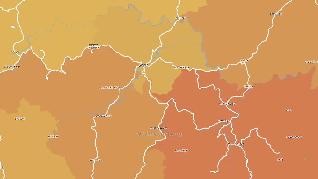 Newton County, AR Map of Robbery Rates