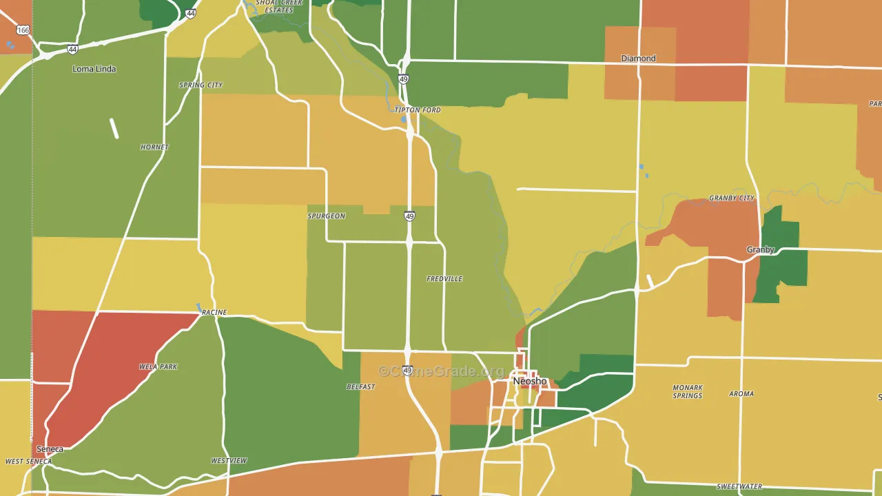 Newton County, MO Map of Robbery Rates