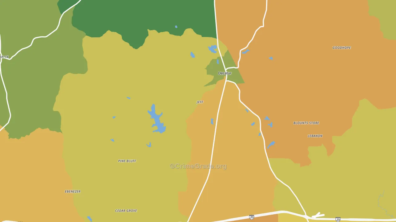 Newton County, MS Map of Robbery Rates