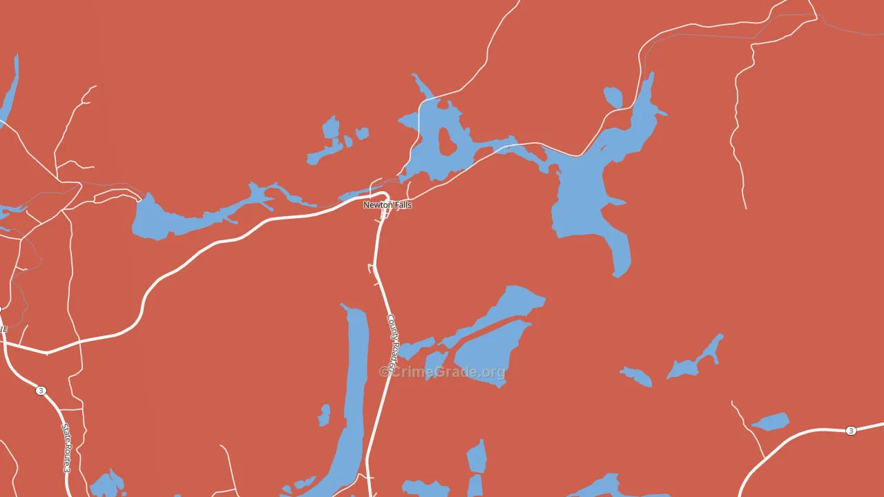 Newton Falls, NY Map of Robbery Rates