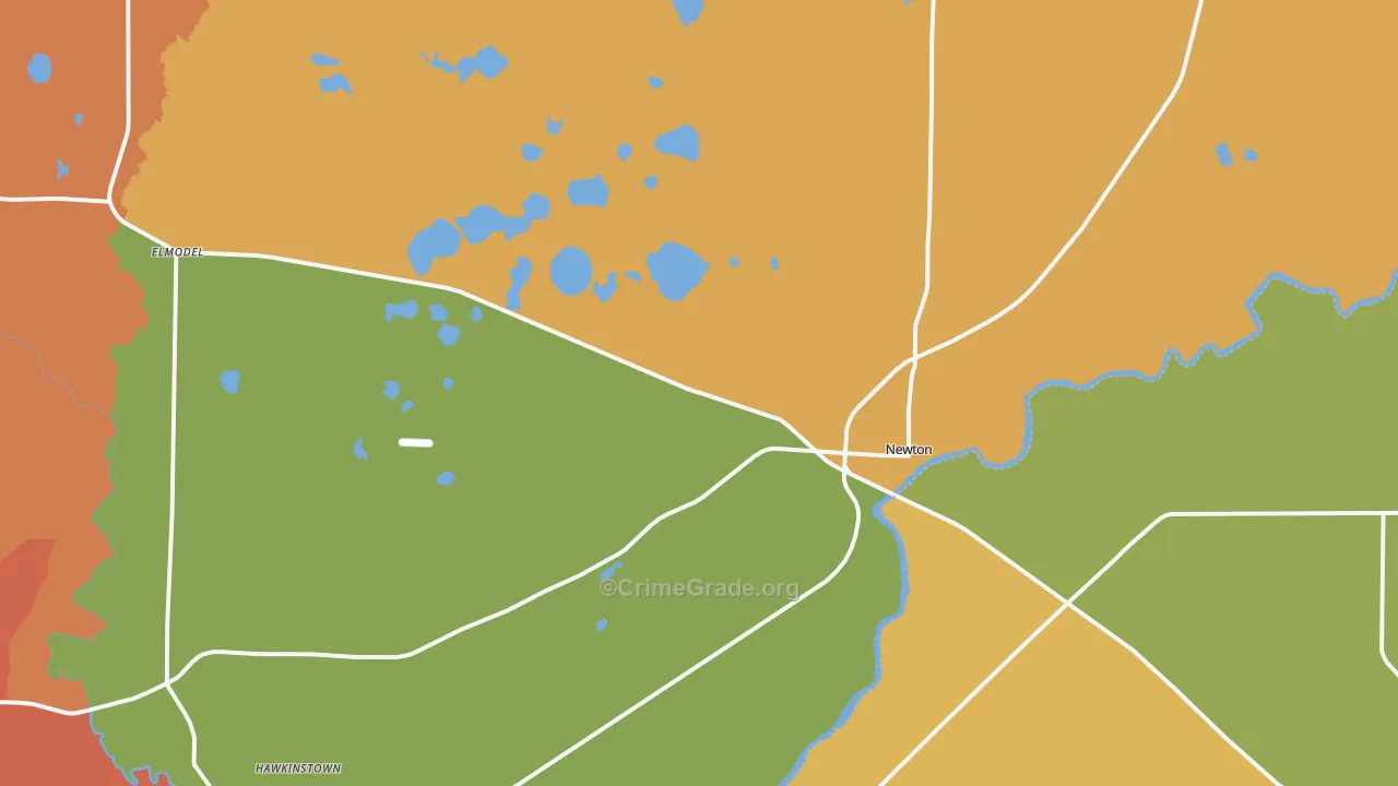 Newton, GA Map of Robbery Rates
