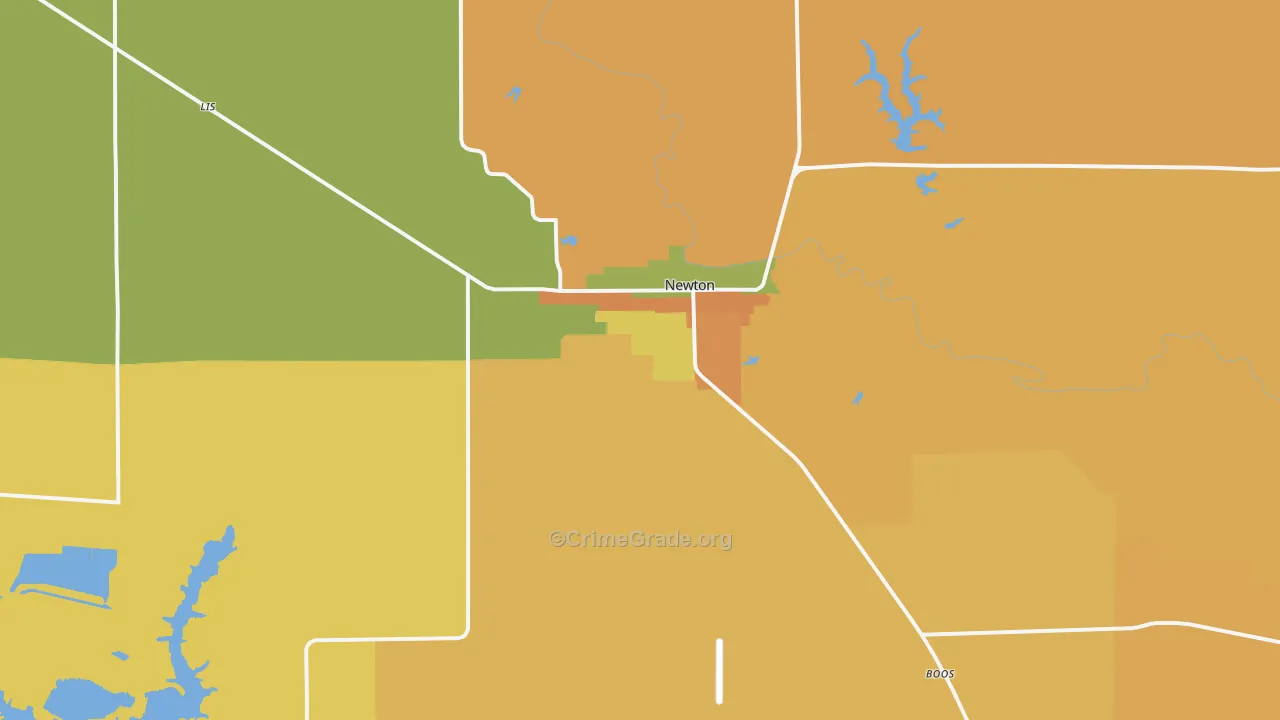 Newton, IL Map of Robbery Rates