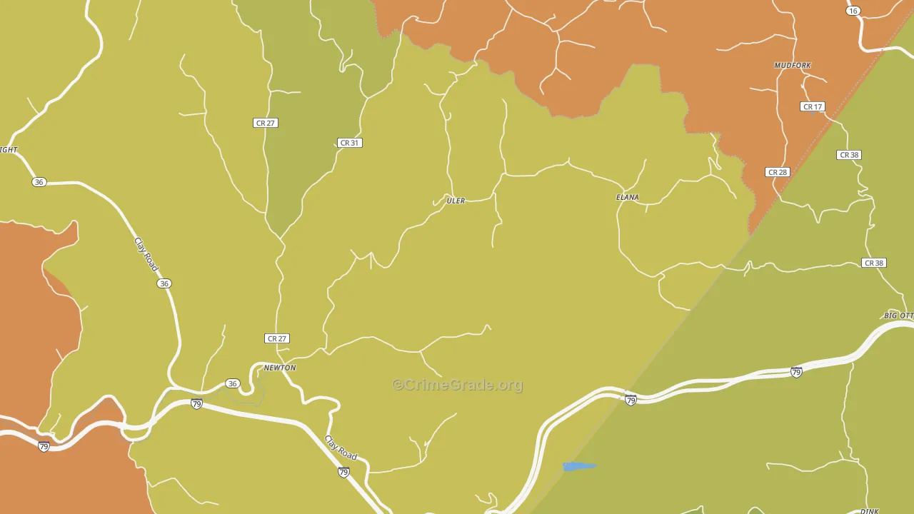Newton, WV Map of Robbery Rates