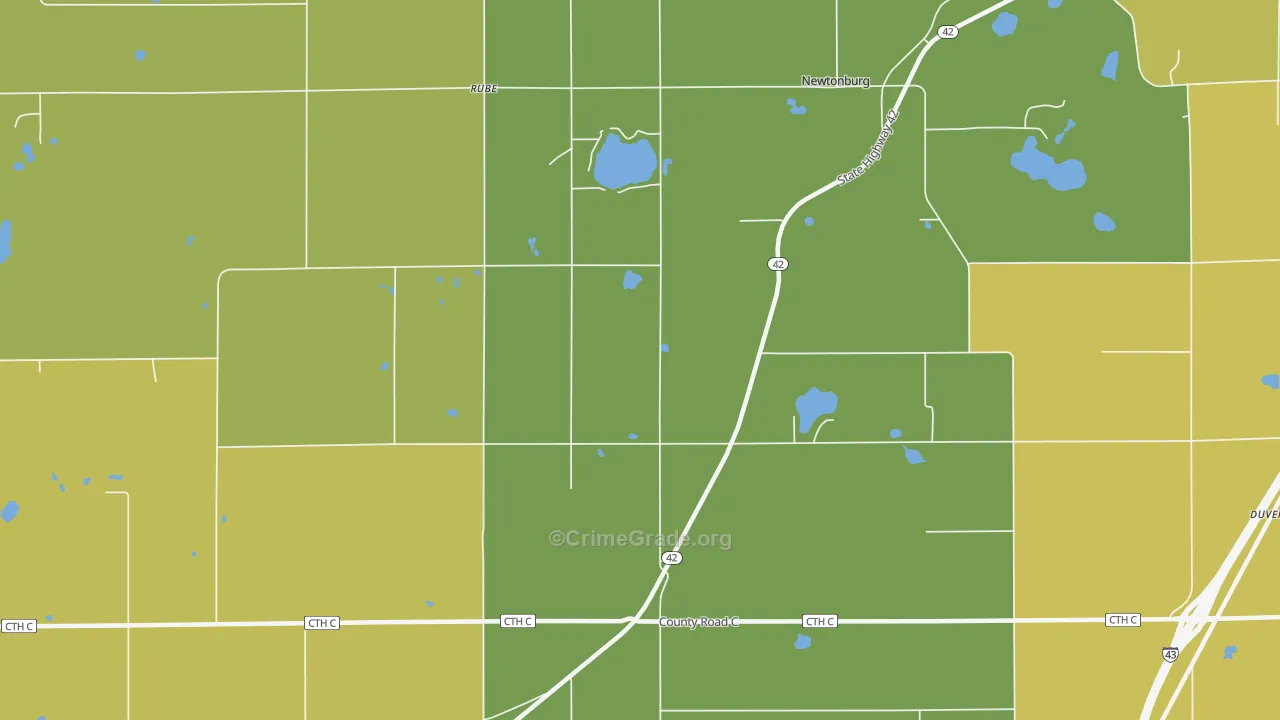 Newtonburg, WI Map of Robbery Rates