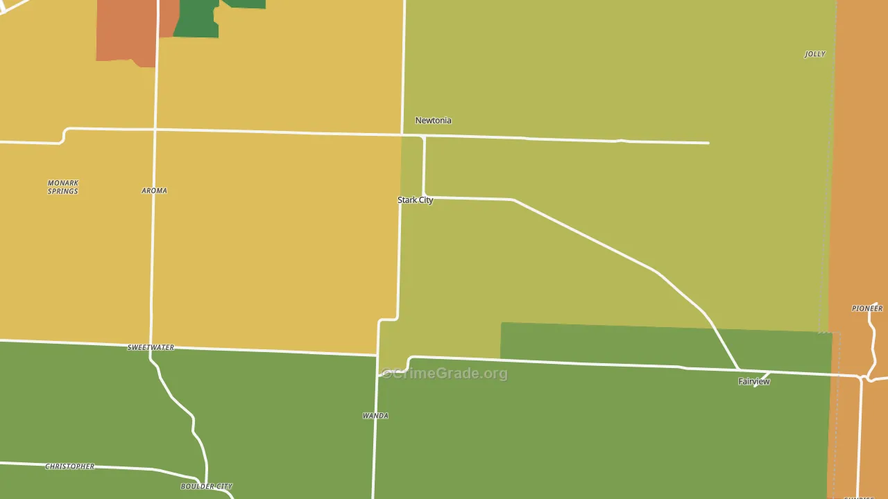 Newtonia, MO Map of Robbery Rates