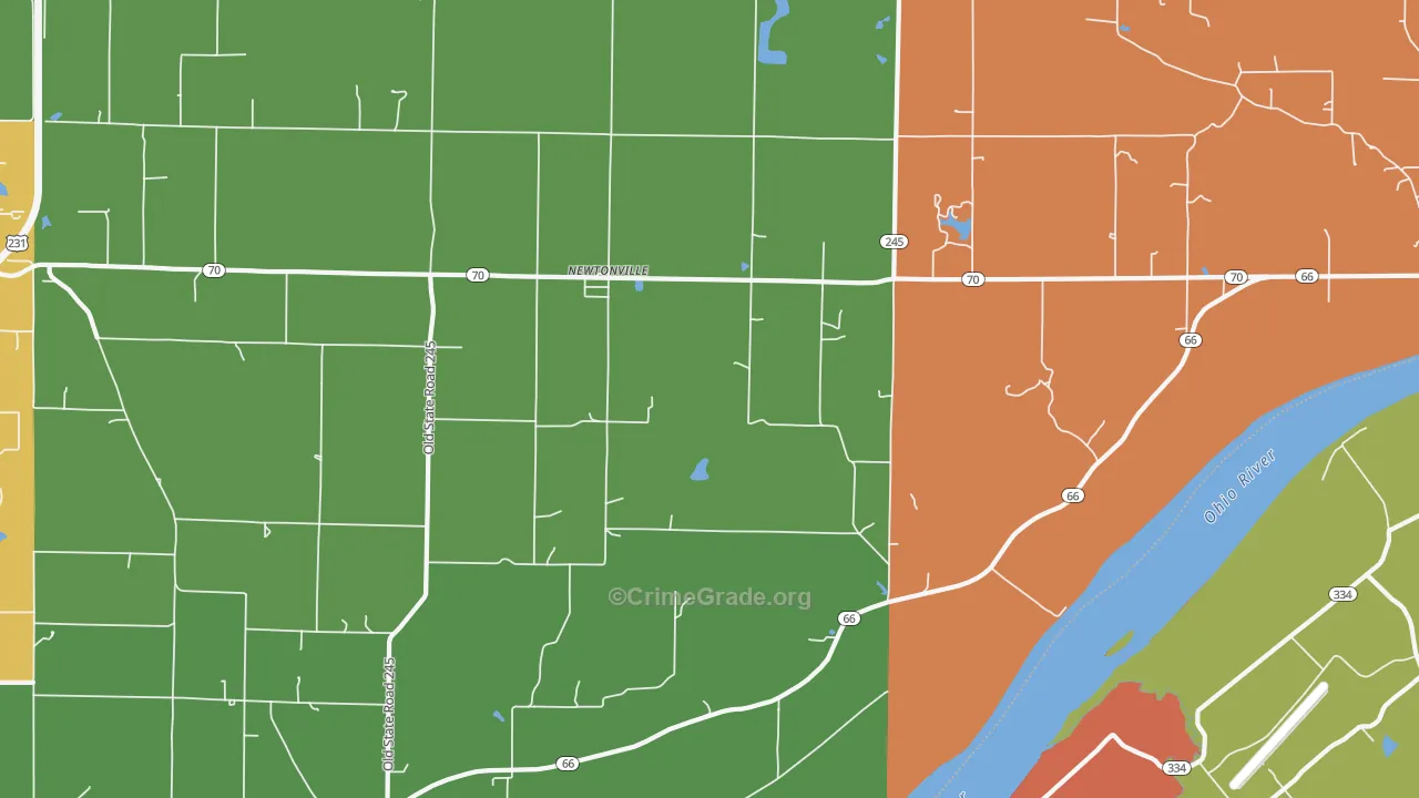 Newtonville, IN Map of Robbery Rates