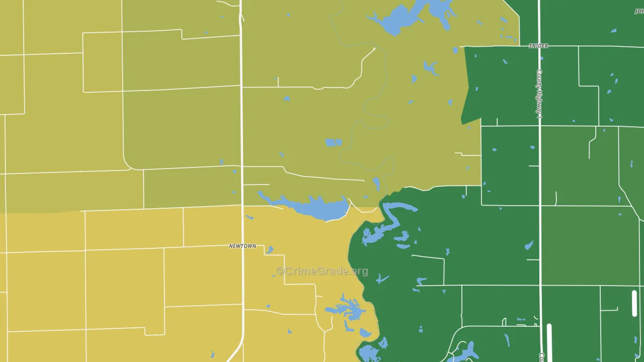 Newtown, IL Map of Robbery Rates