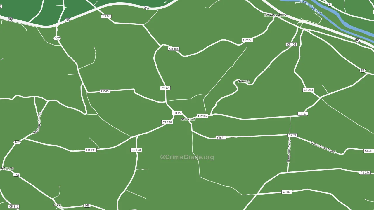 Newville, NY Map of Robbery Rates