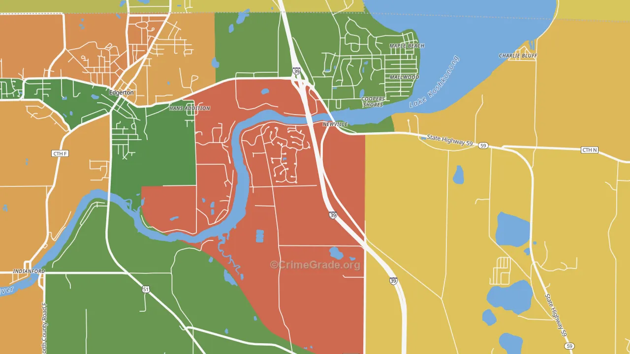 Newville, WI Map of Robbery Rates
