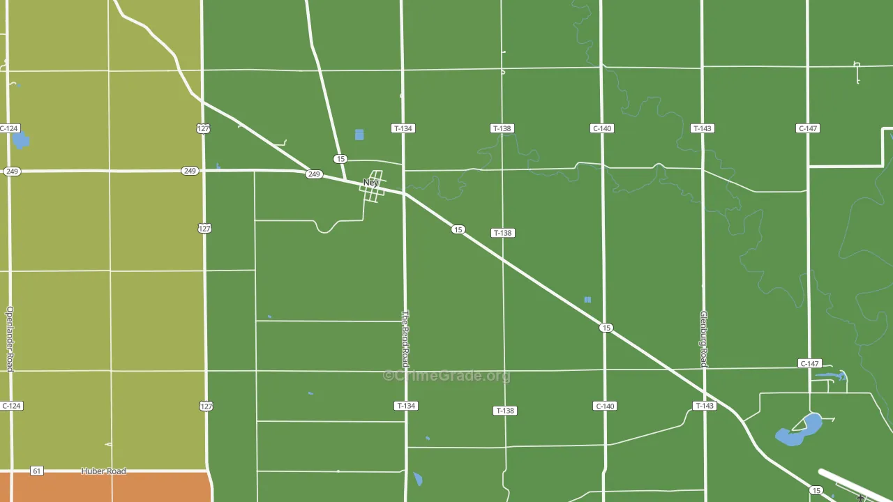 Ney, OH Map of Robbery Rates