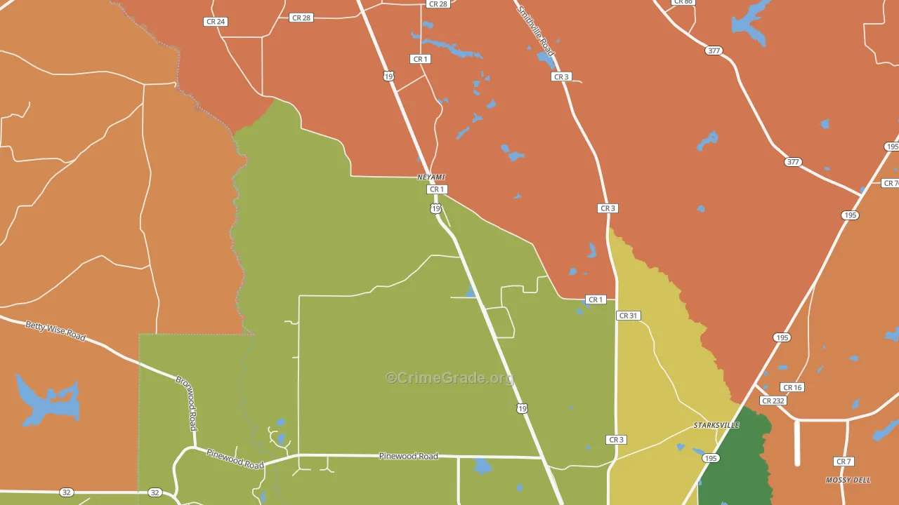 Neyami, GA Map of Robbery Rates