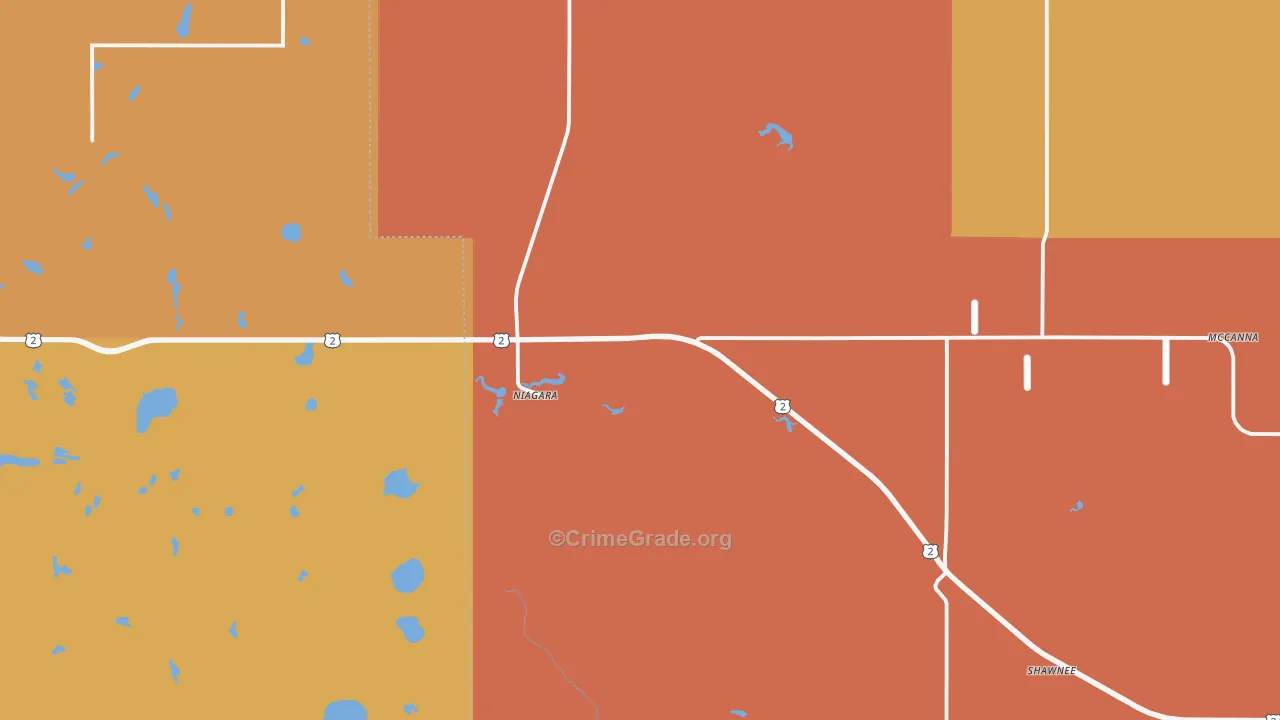 Niagara, ND Map of Robbery Rates