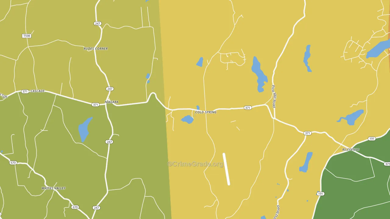 Niagara, PA Map of Robbery Rates