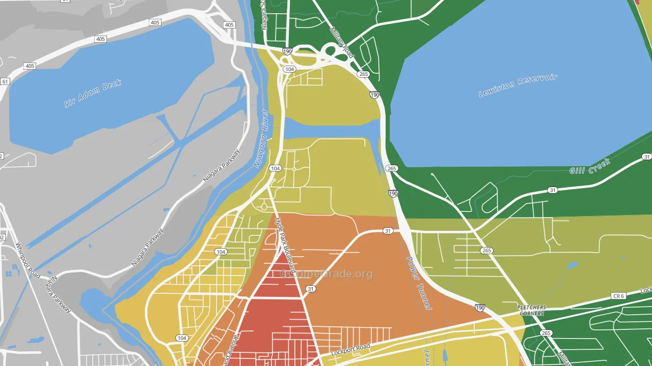 Niagara University, NY Map of Robbery Rates