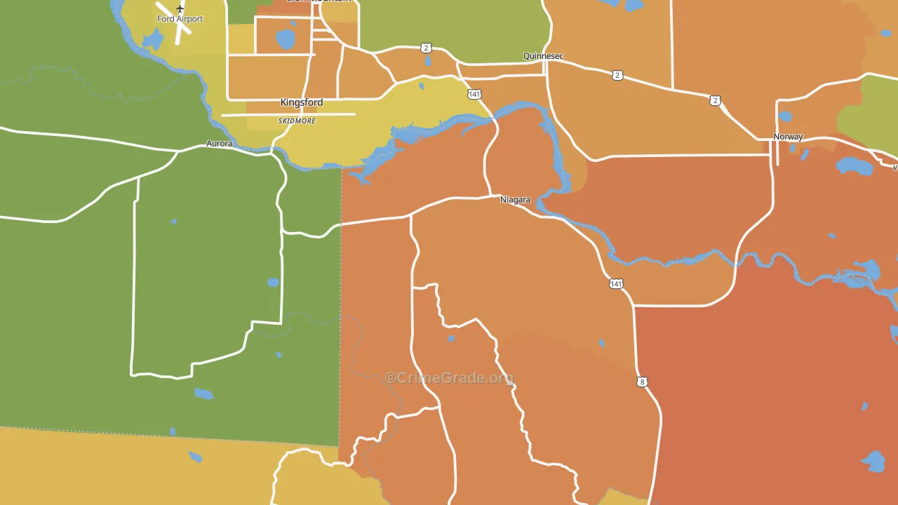 Niagara, WI Map of Robbery Rates