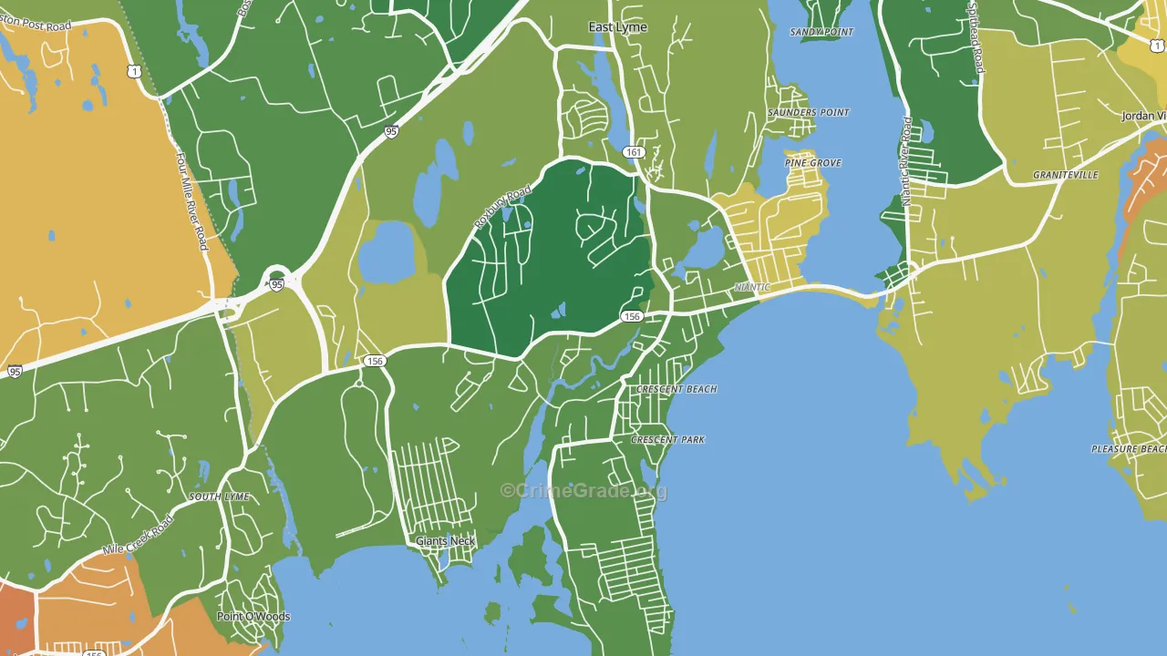 Niantic, CT Map of Robbery Rates
