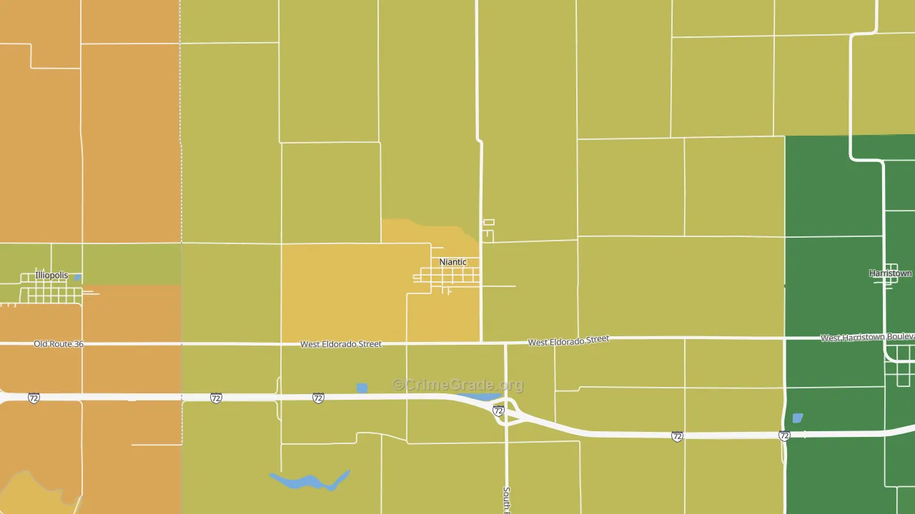 Niantic, IL Map of Robbery Rates
