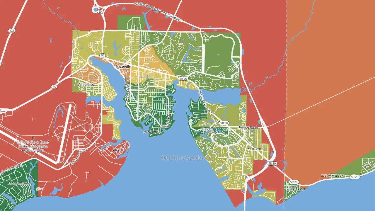 Niceville, FL Map of Robbery Rates