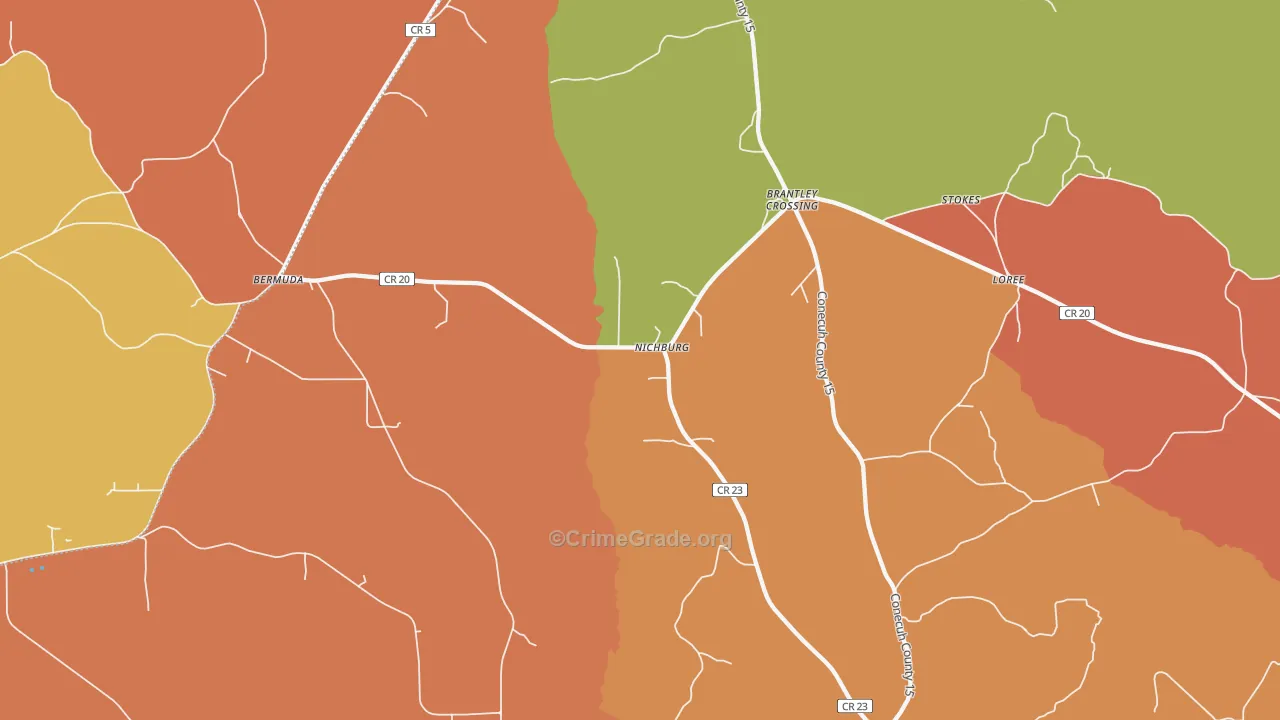 Nichburg, AL Map of Robbery Rates