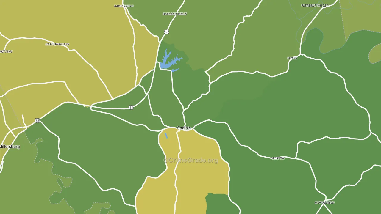 Nicholas County, KY Map of Robbery Rates