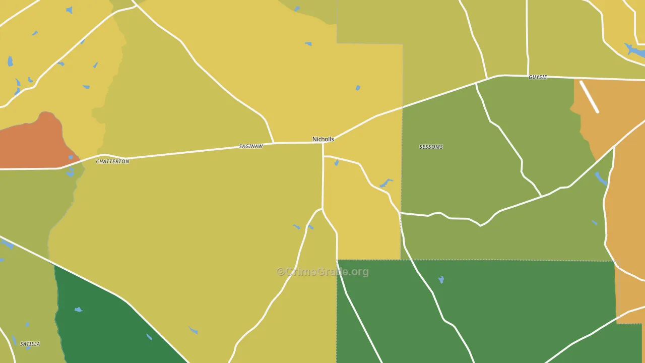 Nicholls, GA Map of Robbery Rates