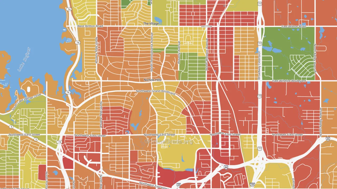 Nichols Hills, OK Map of Robbery Rates