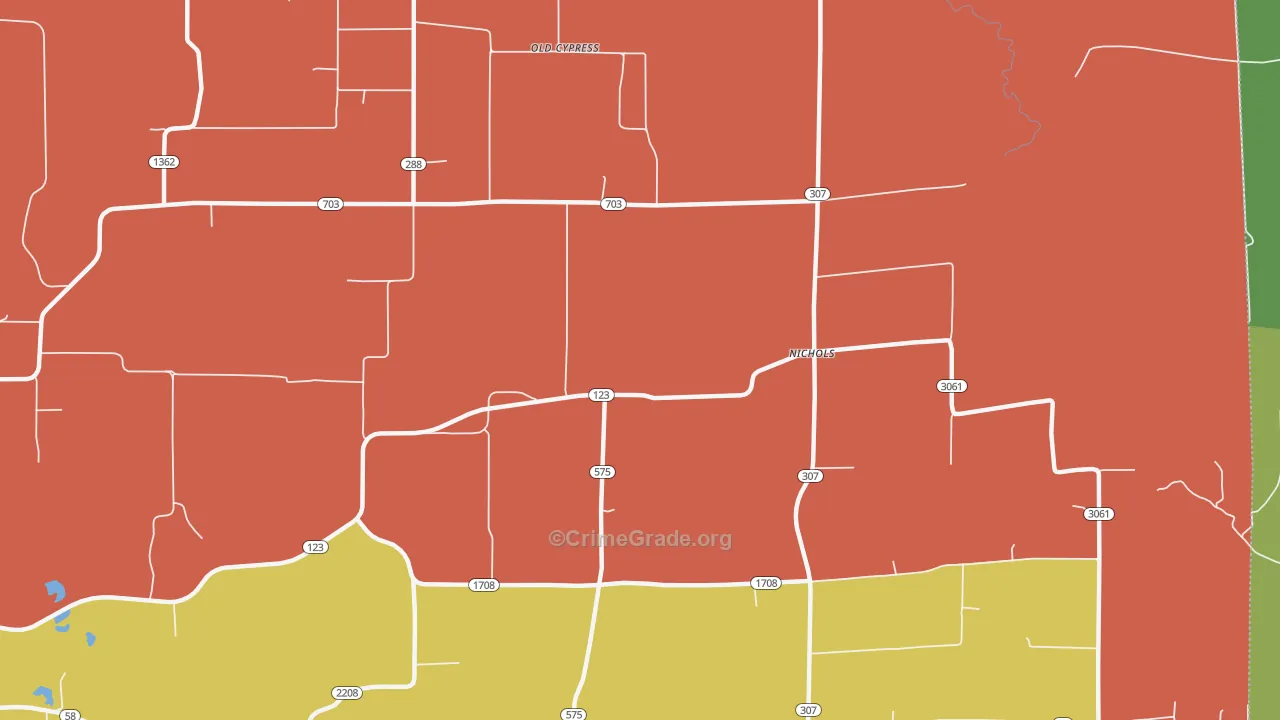 Nichols, KY Map of Robbery Rates
