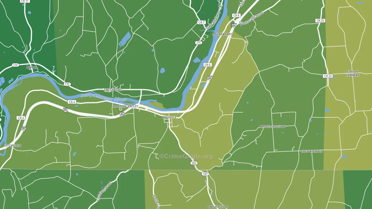 Nichols, NY Map of Robbery Rates