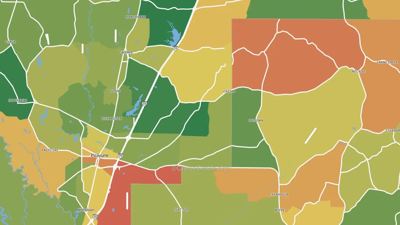 Nicholson, MS Map of Robbery Rates
