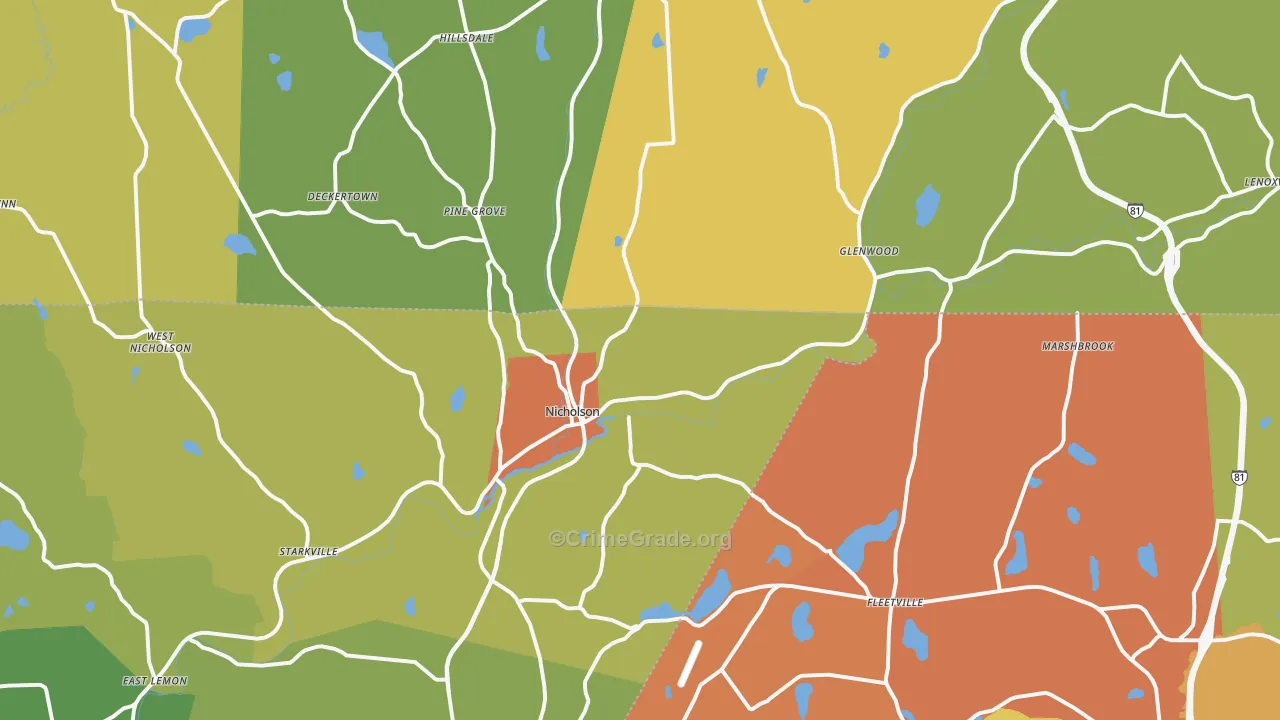 Nicholson, PA Map of Robbery Rates