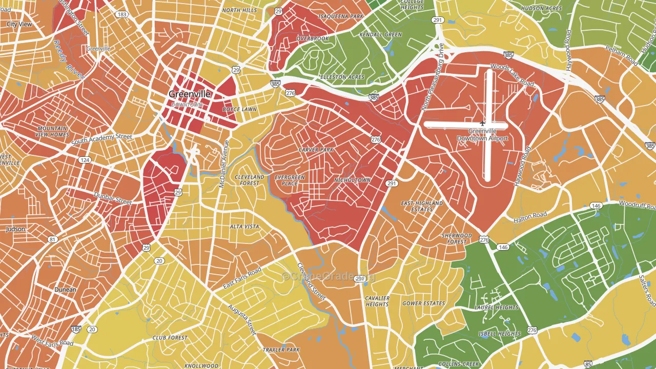 Nicholtown, Greenville, SC Map of Robbery Rates