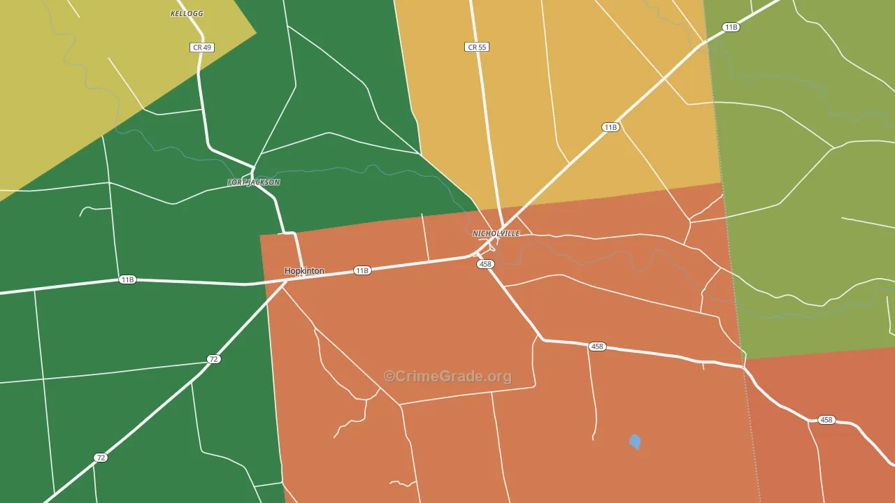 Nicholville, NY Map of Robbery Rates