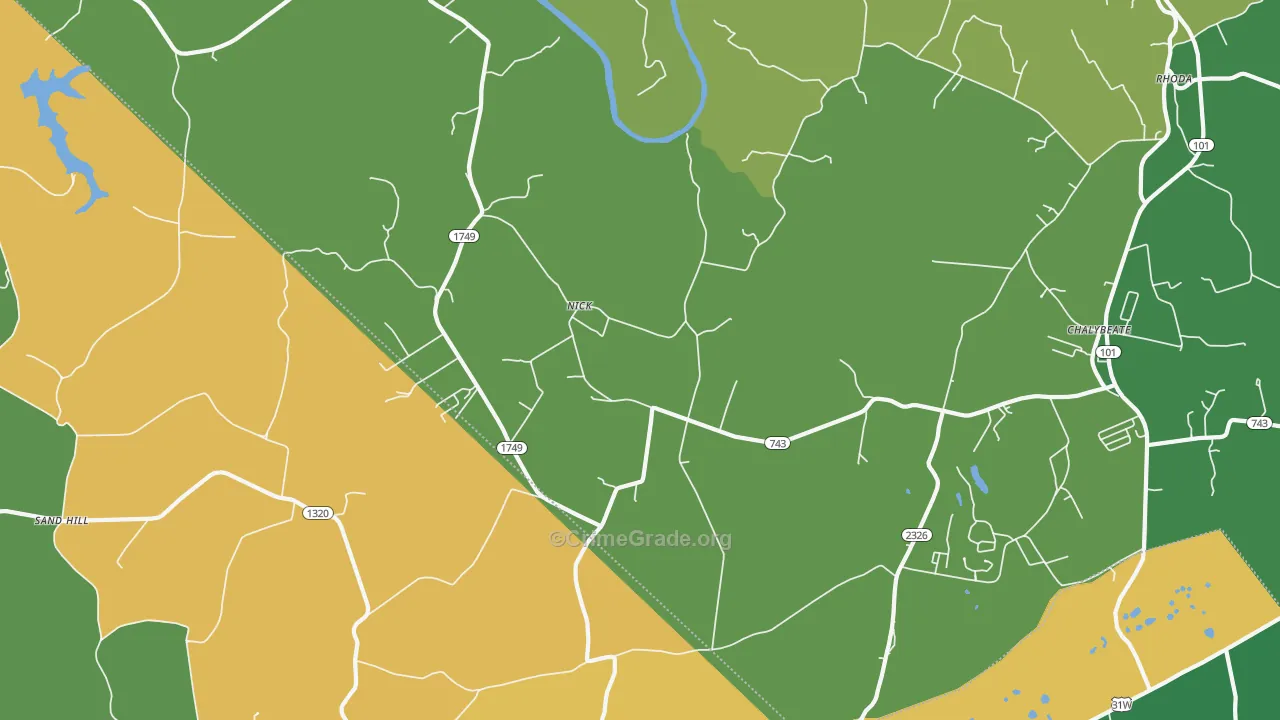 Nick, KY Map of Robbery Rates