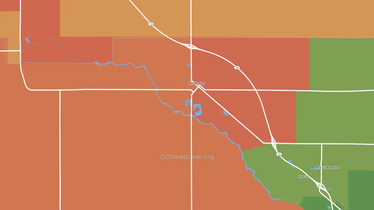 Nickerson, KS Map of Robbery Rates