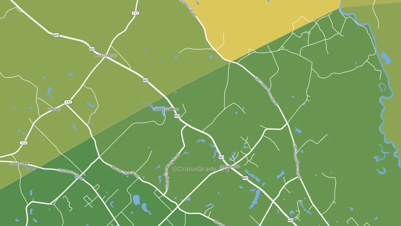 Nicklesville, GA Map of Robbery Rates
