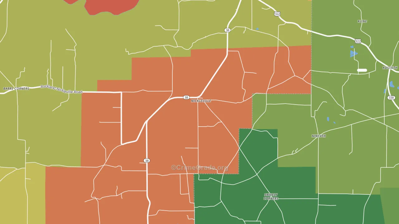 Nickleville, PA Map of Robbery Rates