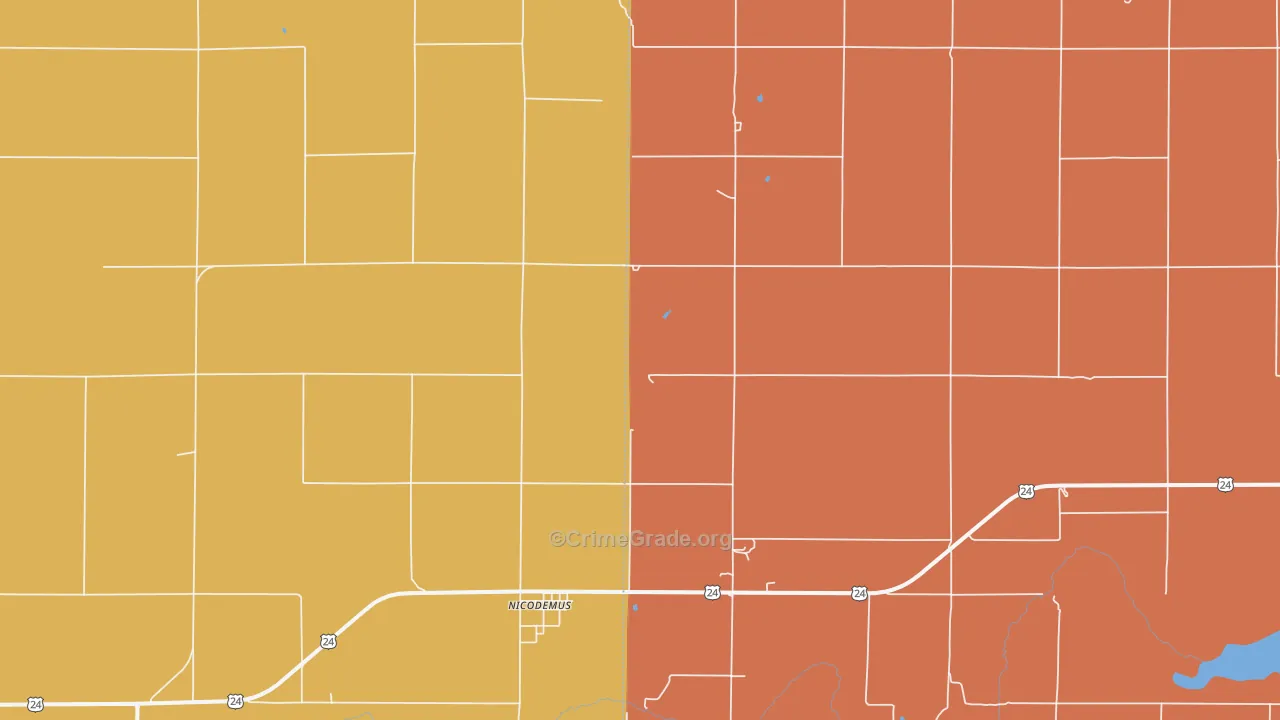 Nicodemus, KS Map of Robbery Rates