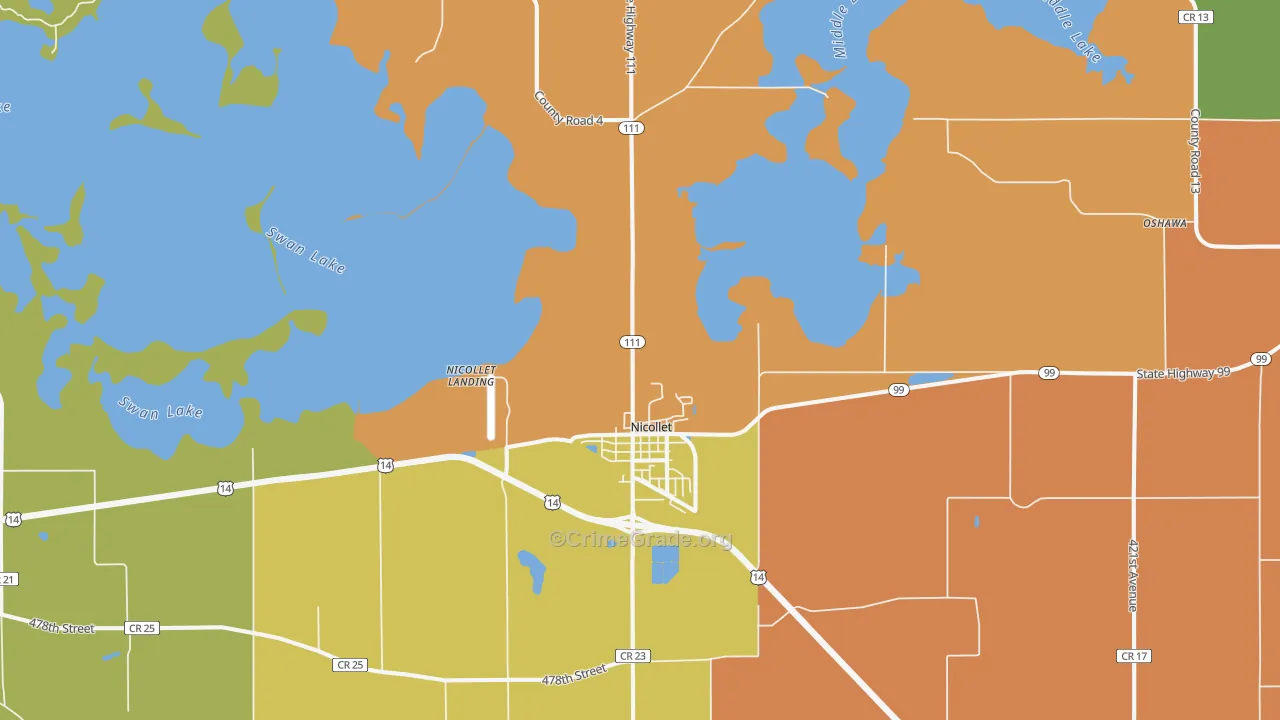 Nicollet, MN Map of Robbery Rates