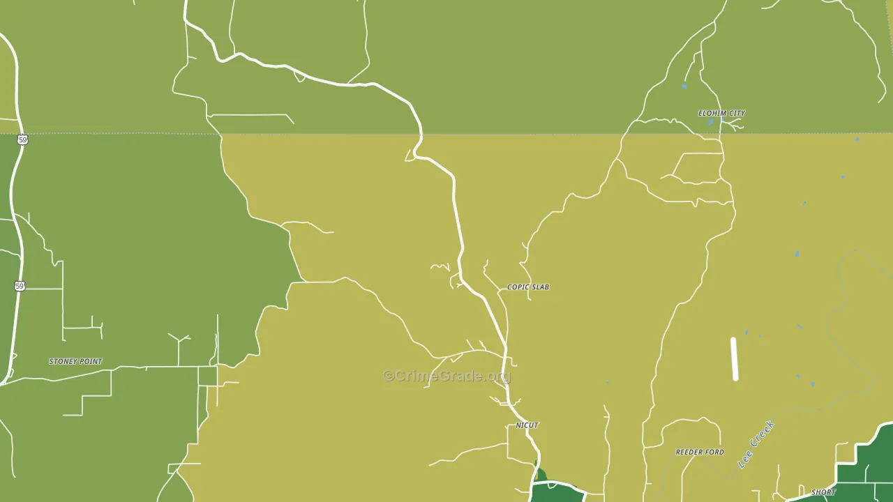 Nicut, OK Map of Robbery Rates