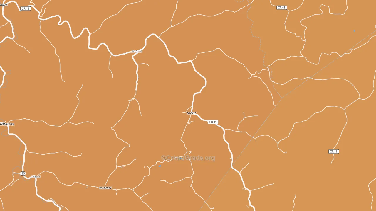 Nicut, WV Map of Robbery Rates