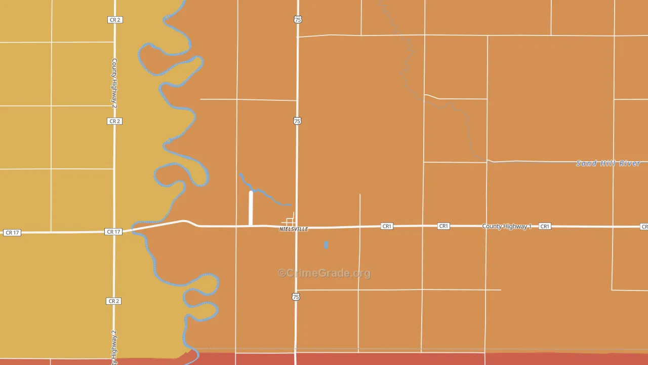 Nielsville, MN Map of Robbery Rates